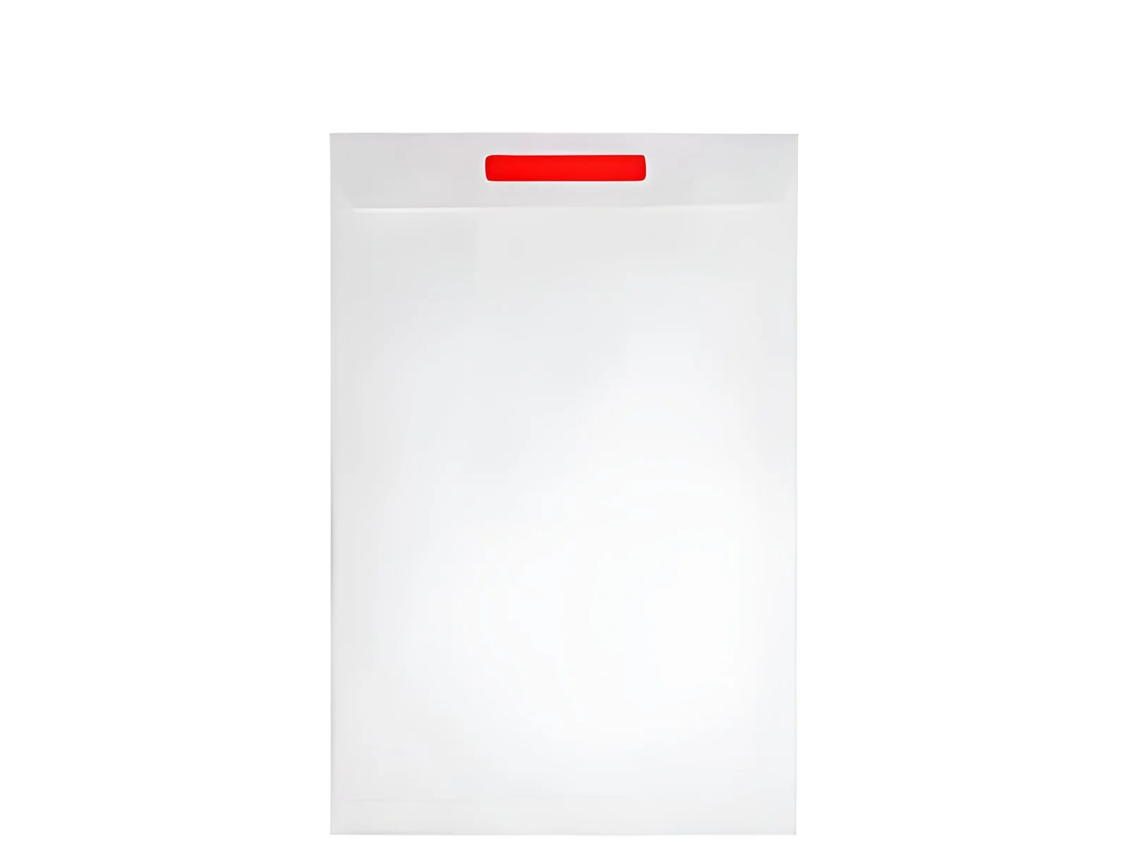 Enveloppe Tyvek blanche vue de face, bande de fermeture rouge